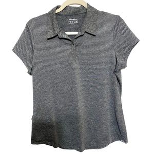 Eddie Bauer Gray Striped Athletic Polo